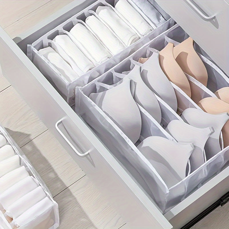 3-Pack Non-Woven Fabric Storage Bins With 6, 7, 11 Compartments, Foldable Drawer Dividers, Organizer For Underwear, Socks, Bras, Closet Organizers And Storage Boxes