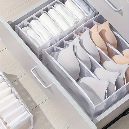 3-Pack Non-Woven Fabric Storage Bins With 6, 7, 11 Compartments, Foldable Drawer Dividers, Organizer For Underwear, Socks, Bras, Closet Organizers And Storage Boxes