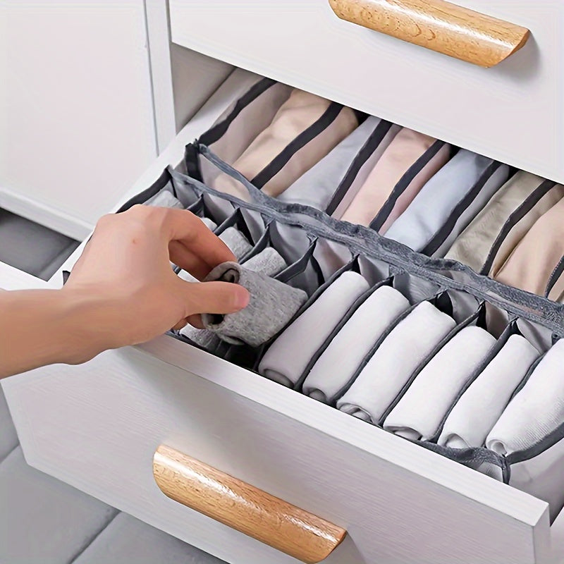 3-Pack Non-Woven Fabric Storage Bins With 6, 7, 11 Compartments, Foldable Drawer Dividers, Organizer For Underwear, Socks, Bras, Closet Organizers And Storage Boxes