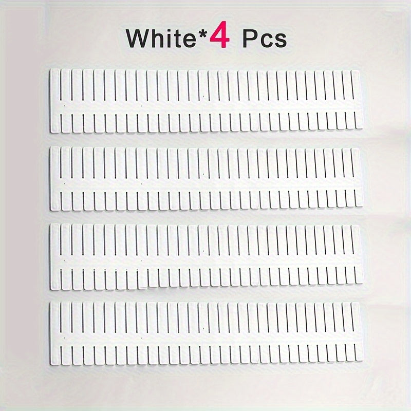4pcs Set Adjustable Plastic Drawer Plate-Suitable for Socks, Cosmetics and Office Supplies-No Power Supply, Ideal for Home Organization