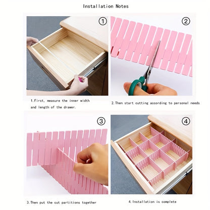 4pcs Set Adjustable Plastic Drawer Plate-Suitable for Socks, Cosmetics and Office Supplies-No Power Supply, Ideal for Home Organization