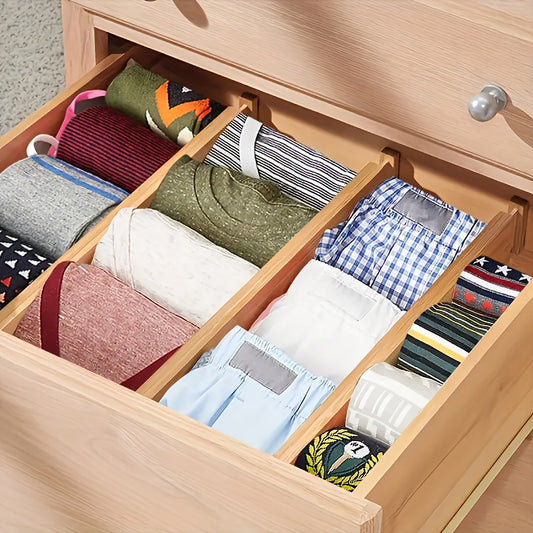 4pcs GUTE Bamboo Drawer Dividers, Adjustable Expandable Organizers, Versatile, with No Electricity Needed, for Home, Kitchen, Bedroom, Wardrobe, Christmas, Halloween, Easter, Hanukkah, Thanksgiving, \u003C3.2 Cubic Feet Storage, \u003C27\