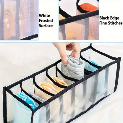 3-Pack Non-Woven Fabric Storage Bins With 6, 7, 11 Compartments, Foldable Drawer Dividers, Organizer For Underwear, Socks, Bras, Closet Organizers And Storage Boxes
