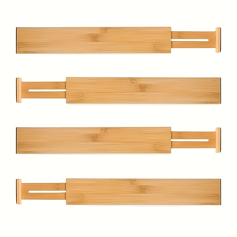 4pcs GUTE Bamboo Drawer Dividers, Adjustable Expandable Organizers, Versatile, with No Electricity Needed, for Home, Kitchen, Bedroom, Wardrobe, Christmas, Halloween, Easter, Hanukkah, Thanksgiving, \u003C3.2 Cubic Feet Storage, \u003C27\